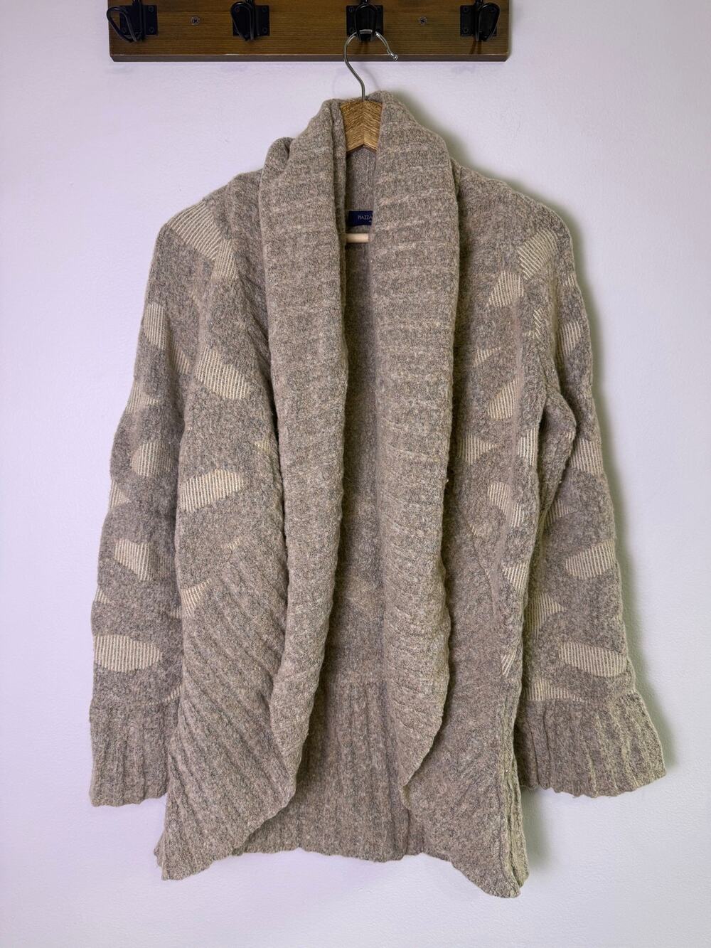 Piazza Sempione Made in Italy Shawl Collar Open Front Knit Sweater Cardigan